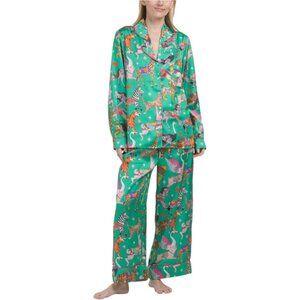 KAREN MABON 2pc Carousel Satin Top And Pants Pajama Set